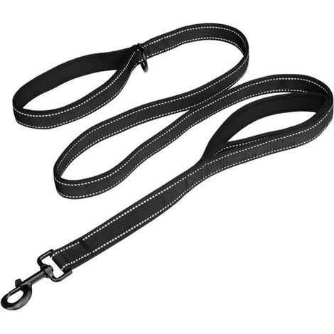 Große Hundeleine, 1,5 m, mit zwei Griffen. Robuste und strapazierfähige Nylon-Hundeleine mit 2 gepolsterten Griffen. (1/5)