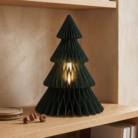 Árbol de Navidad en Papel Verde 22x33,5 cm con luz LED Cálida