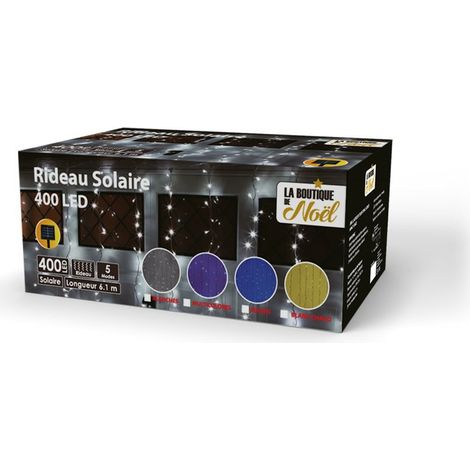 Rideau lumineux solaire extérieur 400 x 200 cm - - Multicolore