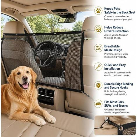 Barrière Voiture Chien - Filet Séparation Arrière Coffre SUV Compact - Universelle Sans Outils - 1 Pièce (1/5)