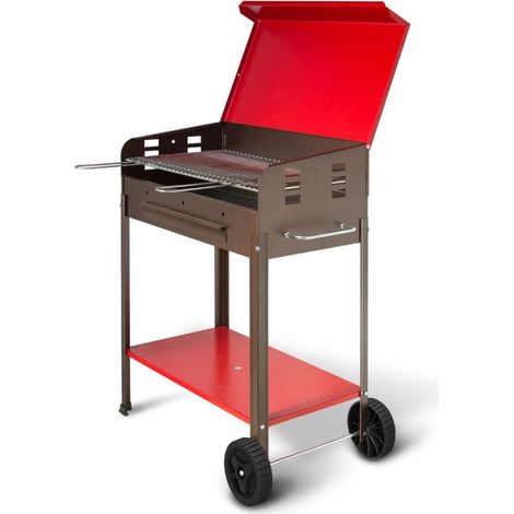 BARBECUE GRIGLIA A CARBONE VANESSA BBQ COPERCHIO 2 RUOTE CARBONELLA GIARDINO 40x70xH90cm