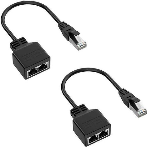 Adaptateur RJ45 en deux parties pour câble Ethernet LAN, 1 mâle vers 2 femelles, Cat5, Cat5e, Cat6, Cat7 (lot de 2) (1/5)