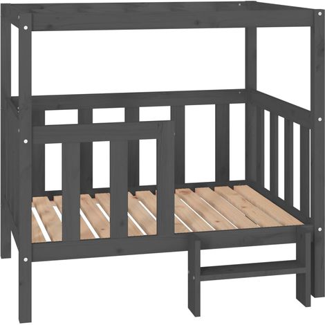 Lit pour chien Gris 105,5x83,5x100 cm Bois de pin solide (1/5)