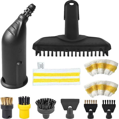 Lot de 11 accessoires de nettoyeur vapeur pour Kärcher SC1 SC2 SC3 SC4 SC5, avec brosse ronde, brosse plate, buse incurvée, brosse à vapeur manuelle, grande brosse ronde, housse de chiffon de (1/5)