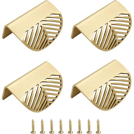 Poignées de placard lot de 4, bouton de tiroir pour cuisine, poignée de porte d'armoire, tirage de meuble, accessoire quincaillerie, finition nickel, usage intérieur. (1/4)