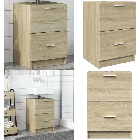 Mobile Sottolavabo Rovere Sonoma 63x30x54 cm in Truciolare - Mobile sottolavabo - Mobile in legno multistrato