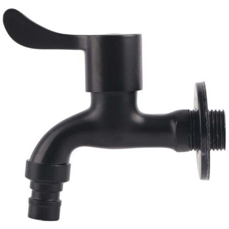 Robinet d'eau de jardin à montage mural noir en acier inoxydable 304 pour salle de bains (machine à laver)