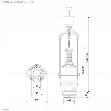 Válvula de descarga kk-pol zsd-211 resistente instalación fácil