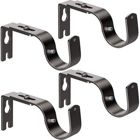 YMYNY Gardinenstangenhalterungen, robust, verstellbar, Schwarz, mit Schrauben, 4 Stück (1/4)