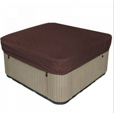 Housse de spa carrée en polyester 210, protection contre la poussière et les UV, imperméable, avec sac de rangement, marron, 210 x 210 x 30 cm (1/5)