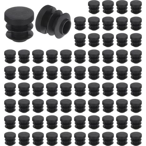 Runde Beinkappen – 76 Stück – Schwarzer PE-Kunststoff – Rutschfest – Für Stühle, Tische und Sofas – Durchmesser 16 mm (1/5)