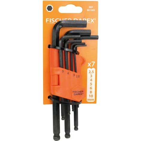 FISCHER DAREX - Cle male hexagonale a boules avec porte outils x7