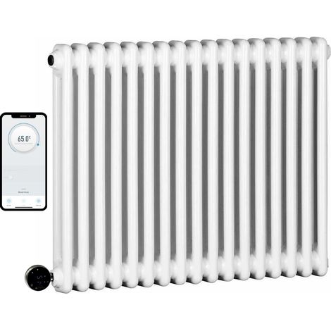Wifi Smart Electric Traditional White Column Radiators - 2 Column 600mm H x 812mm W
