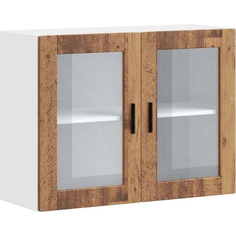 vidaXL Pensile da Cucina con Porta in Vetro Porto Legno Vecchio (1/5)