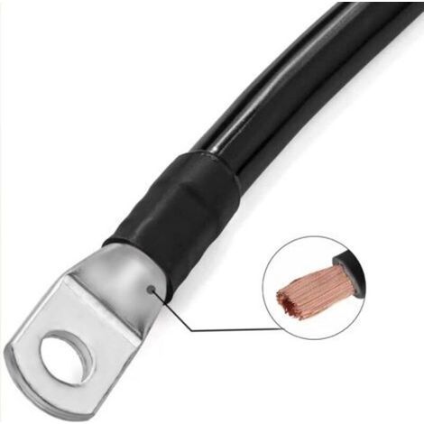 Batteriekabel, 50 cm, 16 mm² 5 AWG 12 V, automatisches Batteriekabel mit Ringkabelschuhen, Kupferdraht für LKW, PKW, Motorrad, Wohnmobil, Boot, Solaranlage (1/5)