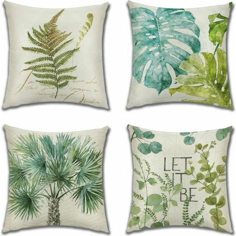 4 pièces housse de coussin en lin végétal taie d'oreiller douce et résistante à l'usure adaptée au coussin de canapé-lit de chaise de table de salon (Lz-18) (1/3)