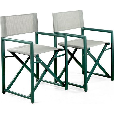 Set da 2 sedie regista in alluminio richiudibili verde - Gilda (1/5)
