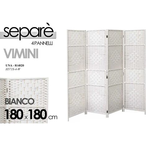 Séparateur bioclimatique 4 panneaux effet vimin 180x180 cm
