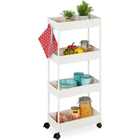 Carrito con ruedas de 4 niveles, almacenamiento multiusos