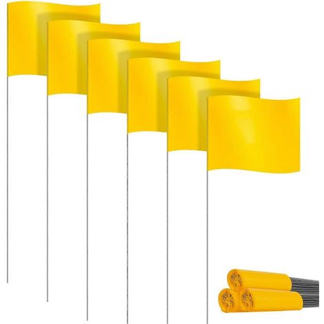 Markierungsfahnen für Rasenflächen, 30er-Pack, kleine PVC-Fahnen, gelb