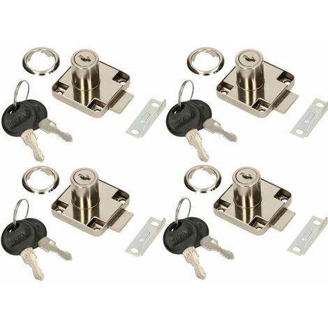 Set of 4 furniture locks 40 x 40 mm screw-on for furniture doors and drawers