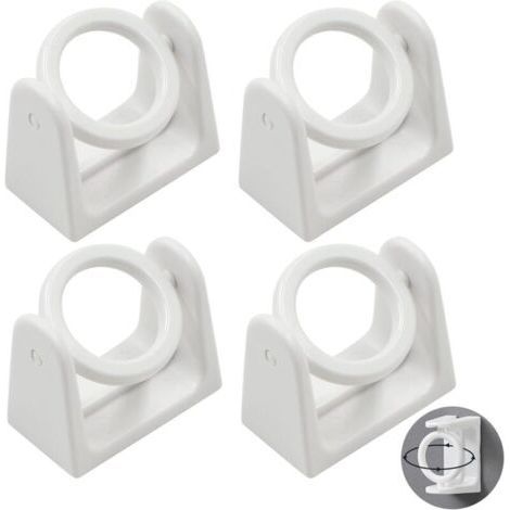 Wardrobe Rod Support Curtain Rod - 4 Pieces Sockets Pole Rod Flange Shape Wall Mount Clothes Pole Holder No Drilling Self Adhesive Suitable for Curtains Towel Holders Home Bathroom (1/4)