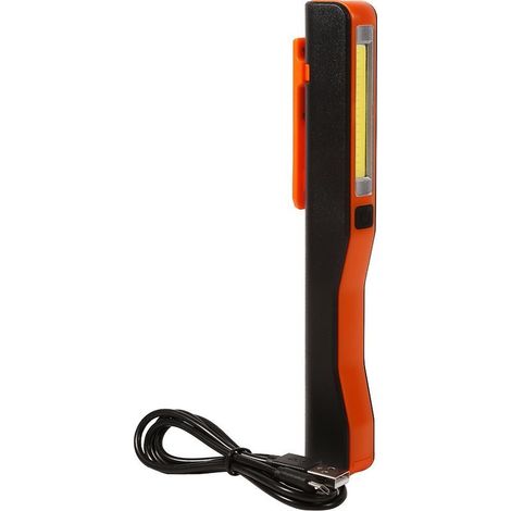Lampe torche LED rechargeable USB avec aimant et clip, lumière d’inspection orange, portable - (1/4)