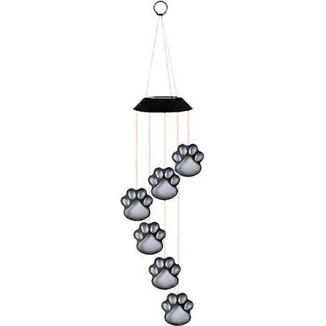 Carillon éolien solaire à LED, motif empreintes de pattes (1/5)