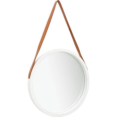 Wandspiegel mit Gürtel 50 cm Weiß vidaXL