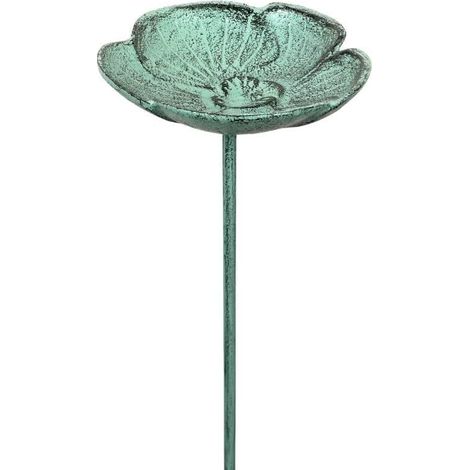 Bain Oiseau - 1 Unité - Fonte Patinée - Abreuvoir Fleur - Jardin Extérieur - Vert Clair 95cm (1/5)