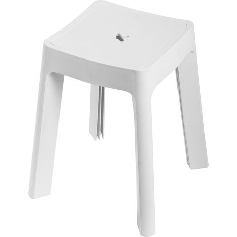 Taburete ducha con contenedor asiento para bañera blanco de resina mod. Keope