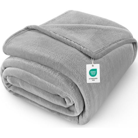 Kuscheldecke 150x200 cm antistatisch extra weich OEKO-TEX® hellgrau (1/5)