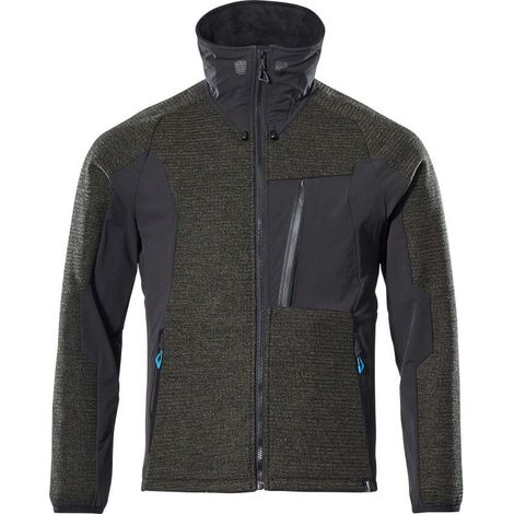 Chaqueta de trabajo de punto con cremallera MASCOT Advanced - Triple capa - 17105-309-Verde-XXXXL