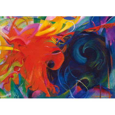 Tableau multicolore abstrait pour couloir | Tableau design pour chambre adulte imitation peinture | Tableau sur toile original pour bureau - 0,7 x 0,5 m (1/2)