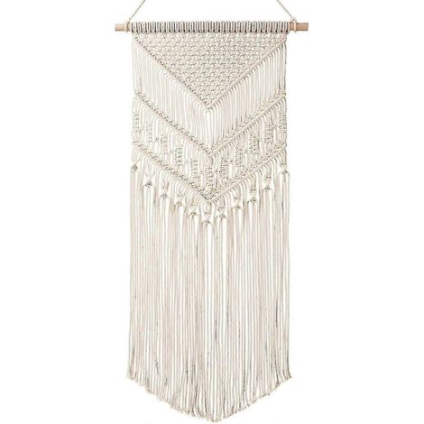 Décoration murale en macramé Taufey, tissée, style bohème chic, motif géométrique, idéale pour appartement ou chambre d'étudiant, 40,6 cm (L) x 83,8 cm (l) (1/3)