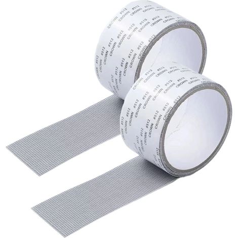 Ruban Adhesif Reparation Moustiquaire -  Patch Repare Moustiquaire Réparation de Fenêtre Kit de Moustiquaire Adhesive Reparation Réparer Moustiquaire 5 x 2m gris 2pcs