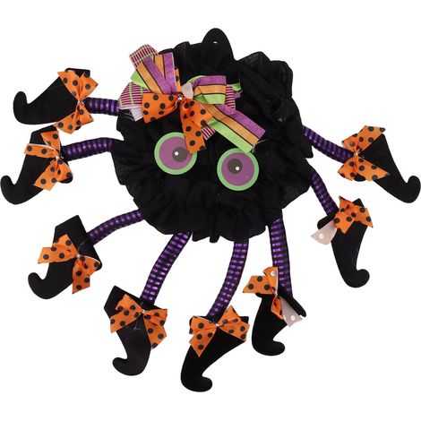 Couronne d'Halloween effrayante et originale avec une araignée à plusieurs pattes, guirlande décorative pour porte ou mur, fête (1/5)