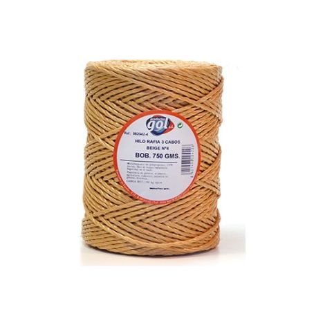 Bobine de 750gr de fil raphia beige 3 brins n°4 réf 142754