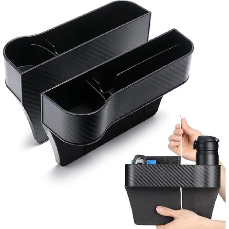 Organizador lateral de asiento de coche de 2 piezas, organizador multifuncional para el asiento delantero del coche, caja de almacenamiento para el espacio entre el asiento y el coche para teléfonos, (1/5)