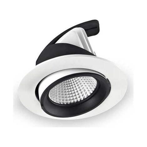 LedsC4 Out - Downlight LED da Incasso LED 25.9W e 2190lm con Bianco Caldo 3000K. Diametro 15cm. Struttura in Alluminio, cristallo. Colore Bianco, trasparente