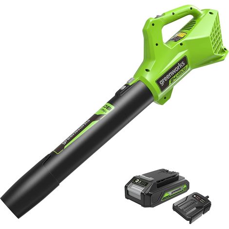 Greenworks G24ABIIK2 Soffiatore Foglie Assiale a Batteria, 145km/h, 9,08m³/min Batteria 24V e Caricabatterie, Garanzia 3 Anni (1/4)