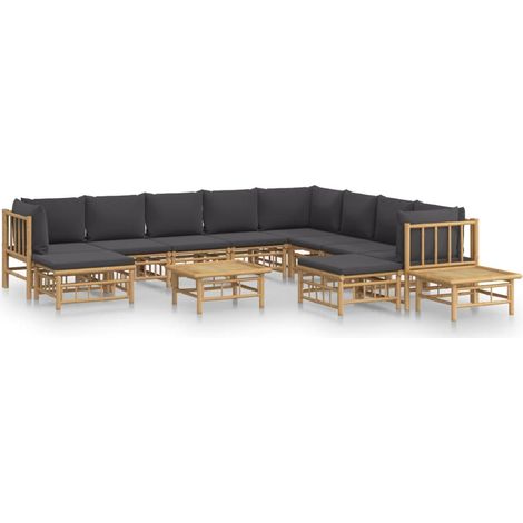 Maison Exclusive - 12-tlg. Garten-Lounge-Set mit Dunkelgrauen Kis