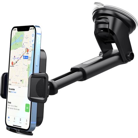 Ventouse pour support de téléphone de voiture pour pare-brise de tableau de bord, angle télescopique de bras étendu de rotation de 360° Support de téléphone de voiture pour smartphones et GPS 2,04-3,8 (1/4)