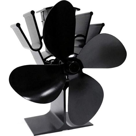 Ventilateur 4 Pales Pour Poêle À Bois Chauffage Écologique Économie D Énergie Noir (1/4)