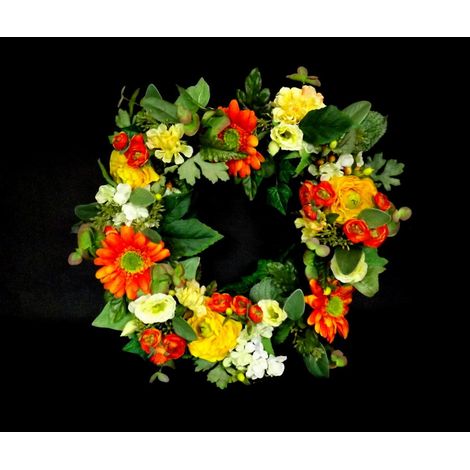 Elegante corona decorativa de flores artificiales de 35 cm. (1/2)