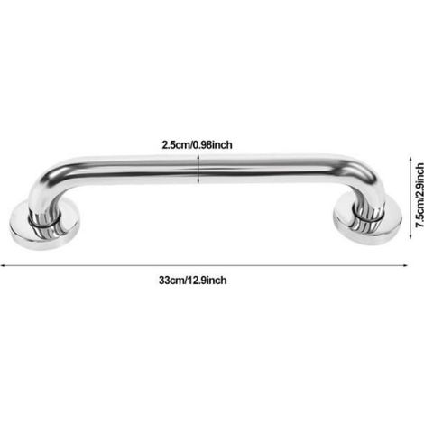 Barre d'appui - Inox - 30 cm - Sécurité salle de bains - Support pour baignoire - Capacité 80 kg (1/4)