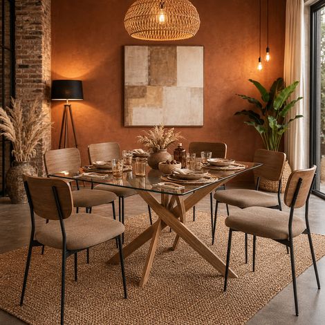 Table De Repas - HOME DECO FACTORY - Heritage - En Verre - Marron (1/3)