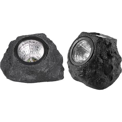 Lot de 2 lampes solaires en forme de rocher pour décoration de jardin extérieur, éclairage nocturne automatique, conversion photoélectrique, lampes de terrasse (1/5)
