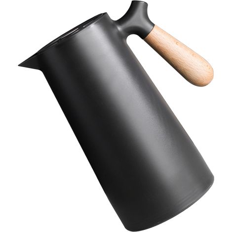 Bouteille isotherme en verre style nordique, bouillotte, cadeau pour la maison, bouteille isotherme pour eau chaude, bouteille isotherme pour café, noire, 1 L (1/5)
