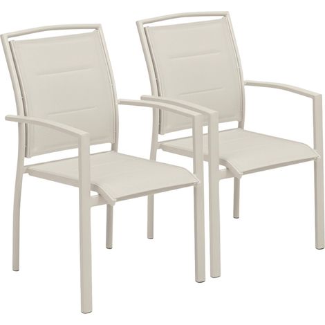 Lot de 2 fauteuils en aluminium crème